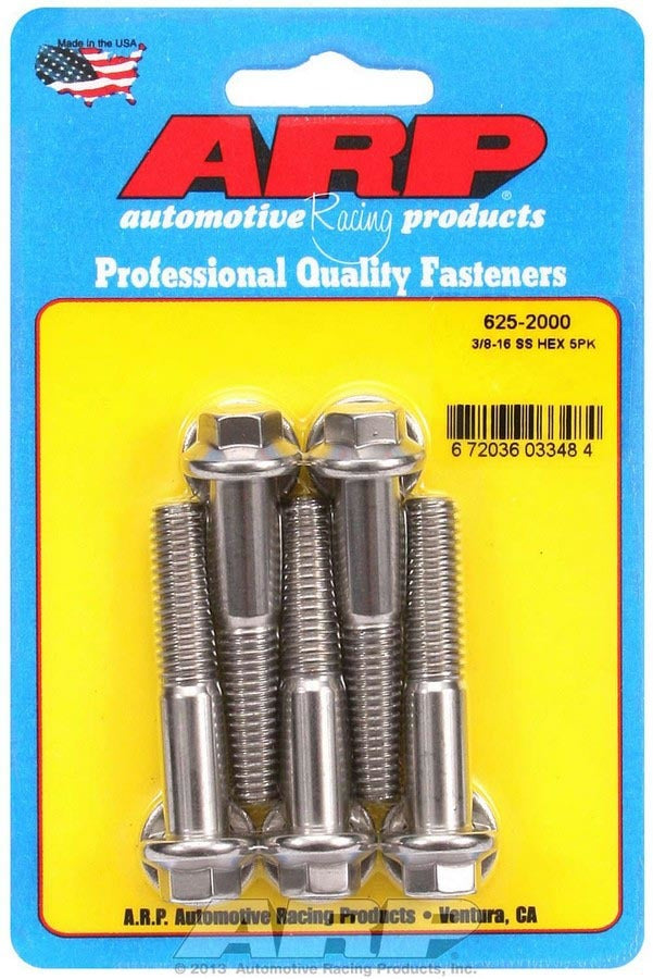 Auto Racing Products S/S Bolt Kit - 6pt. (5) 3/8-16 x 2.000