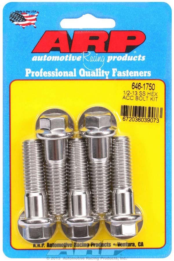 Auto Racing Products S/S Bolt Kit - 6pt. (5) 1/2-13 X 1.750