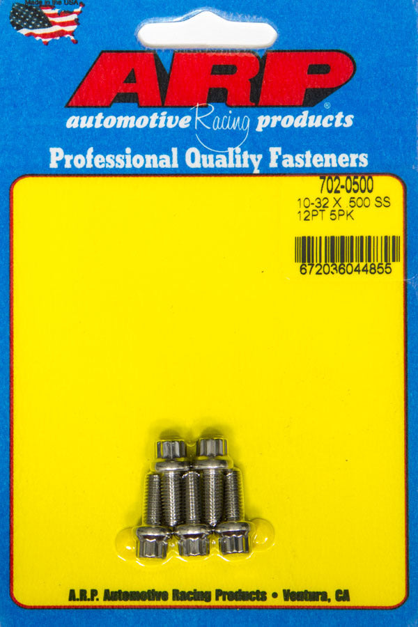 Kit de pernos de acero inoxidable para productos de carreras de autos, 12 puntos (paquete de 5), 10-32 x 0,500