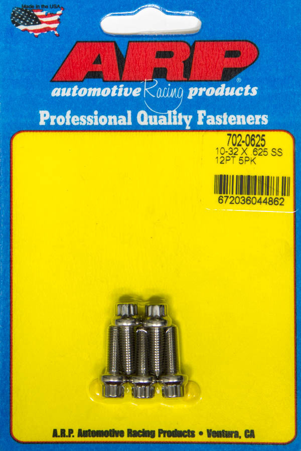 Kit de pernos de acero inoxidable para productos de carreras de autos, 12 puntos (paquete de 5), 10-32 x 0,625