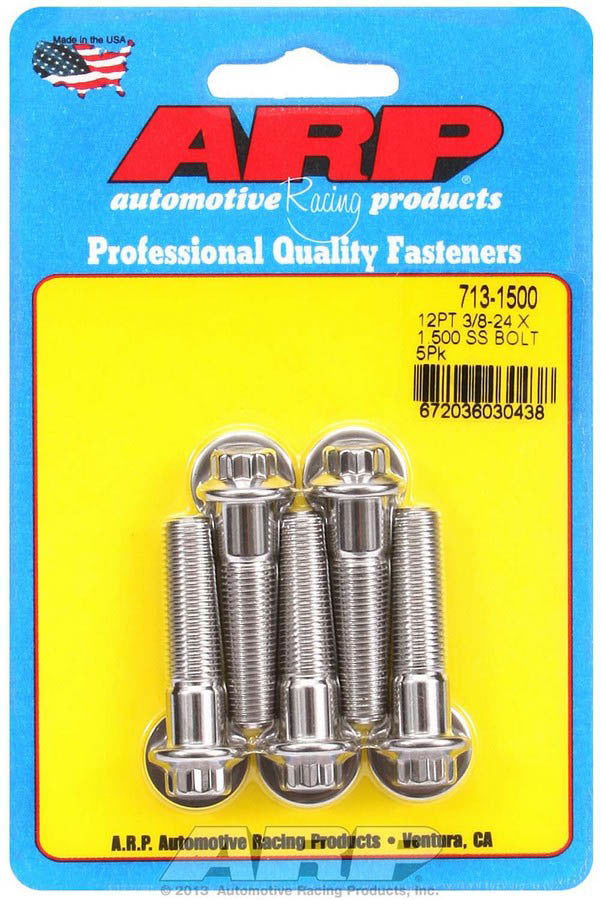 Auto Racing Products S/S Bolt Kit - 12pt. (5) 3/8-24 x 1.500