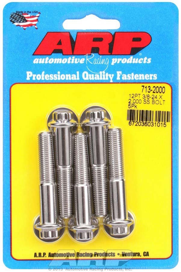 Auto Racing Products S/S Bolt Kit - 12pt. (5) 3/8-24 x 2.000