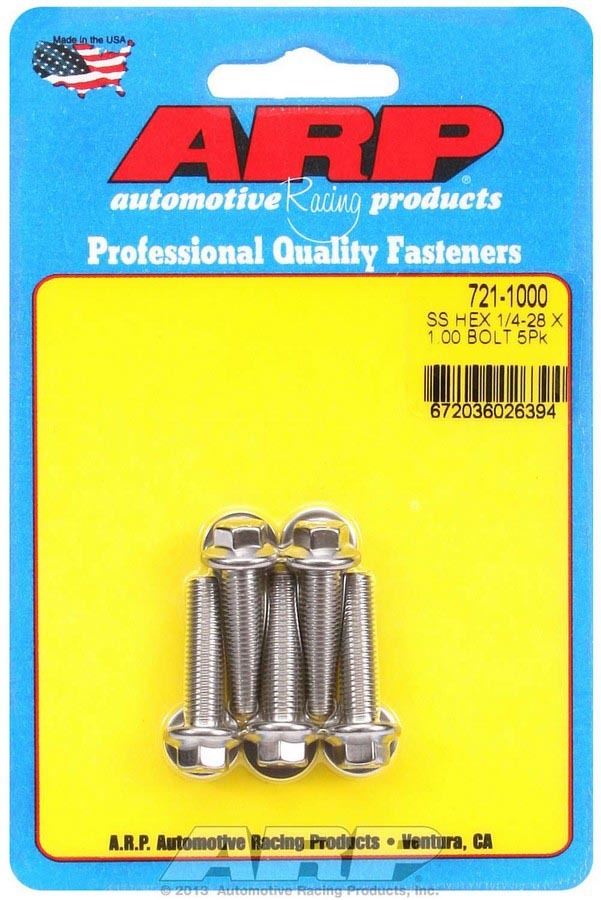 Auto Racing Products S/S Bolt Kit - 6pt. (5) 1/4-28 x 1.000