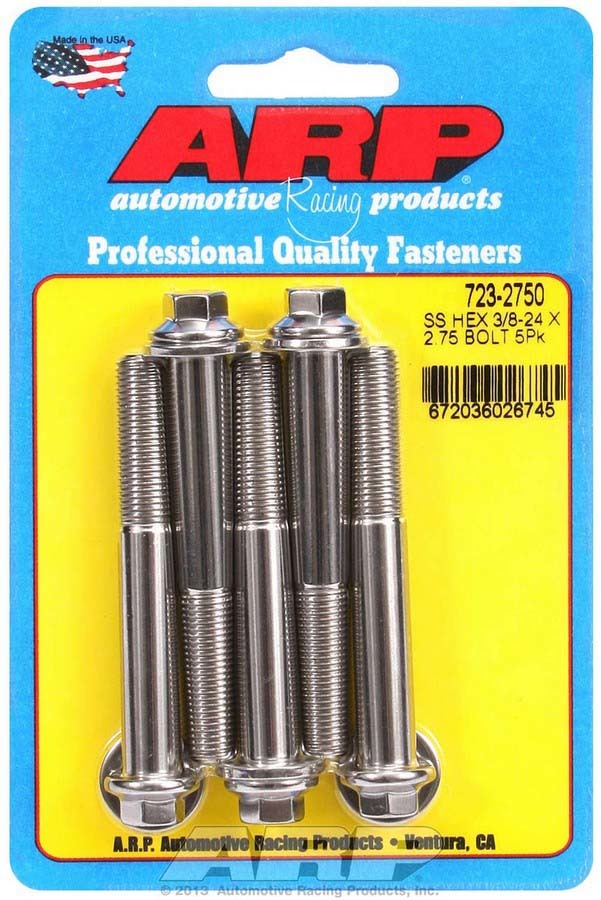 Auto Racing Products S/S Bolt Kit - 6pt. (5) 3/8-24 x 2.750