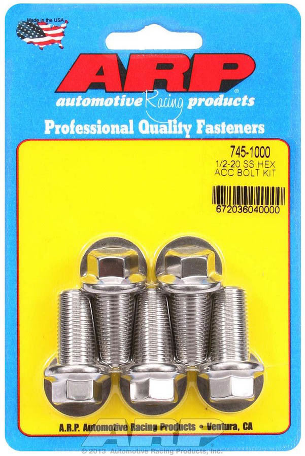 Kit de pernos de acero inoxidable para productos de carreras de autos - 6 puntos (5) 1/2-20 x 1,000