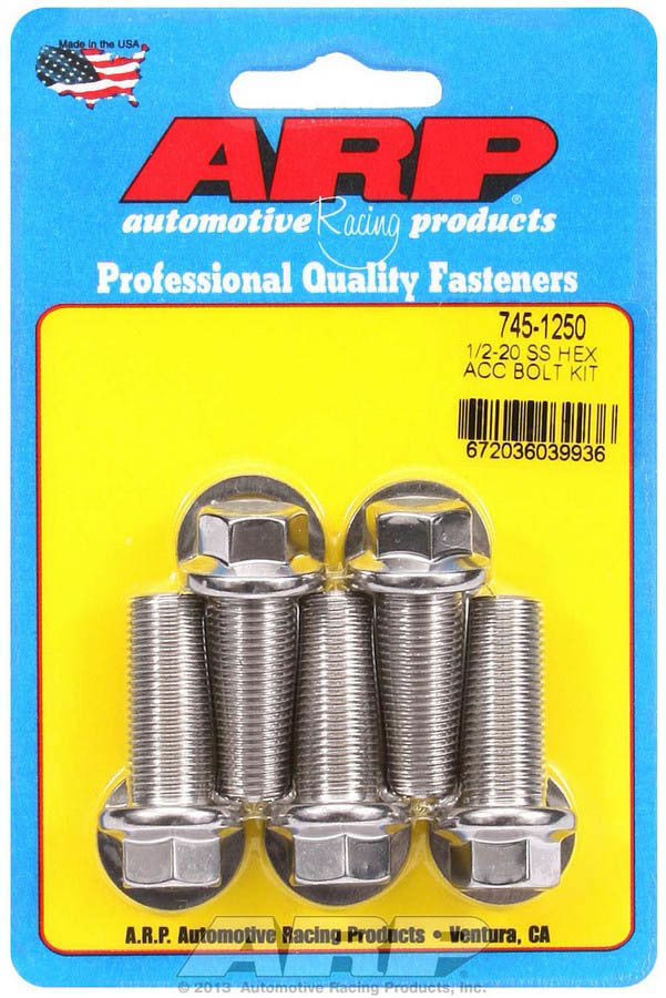 Kit de pernos de acero inoxidable para productos de carreras de autos - 6 puntos (5) 1/2-20 x 1,250