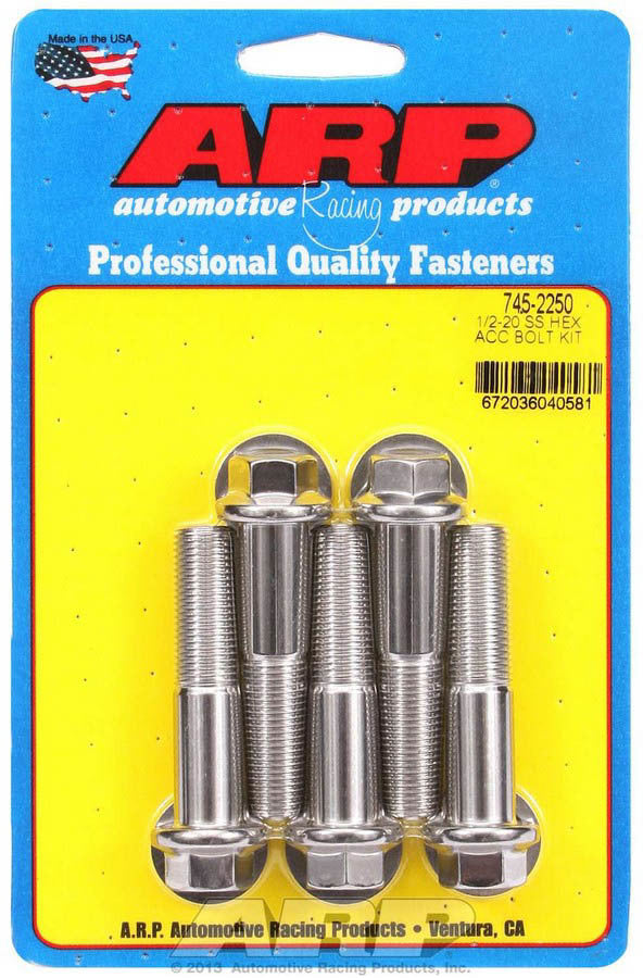 Kit de pernos de acero inoxidable para productos de carreras de autos - 6 puntos (5) 1/2-20 x 2,250