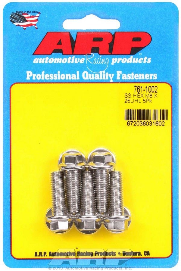 Kit de pernos de acero inoxidable para productos de carreras de autos: 6 puntos (5) 8 mm x 1,25 x 25