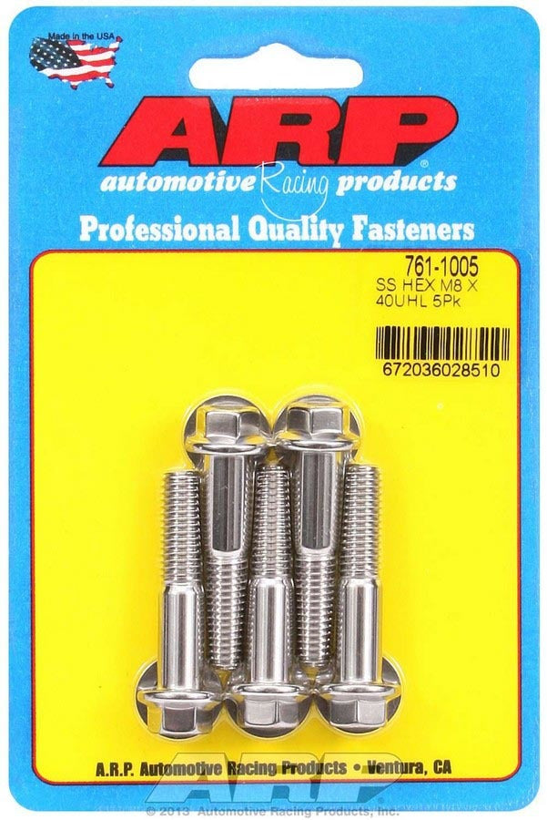 Auto Racing Products 8mm x 1.25 x 40mm 6pt S/S Bolt Kit 5pk