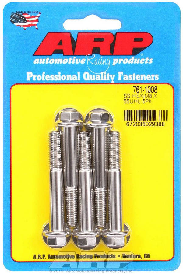 Auto Racing Products Bolt Kit - SS 6pt 5pk 8mm x 1.25 x 55mm