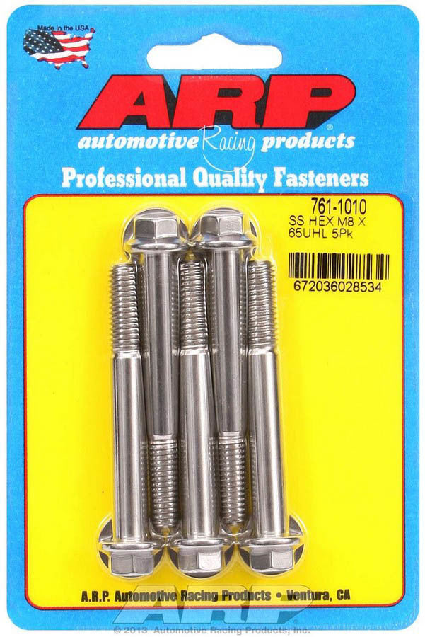 Auto Racing Products 8mm x 1.25 x 65mm 6pt SS Bolt Kit 5pk