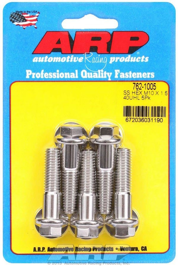 Auto Racing Products 10mm x1.50x40 SS Hex Bolt Kit 5pk