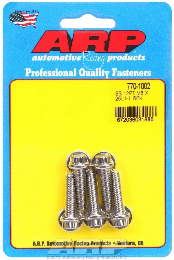 Auto Racing Products S/S Bolt Kit - 12pt. (5) 6mm x 1.00 x 25