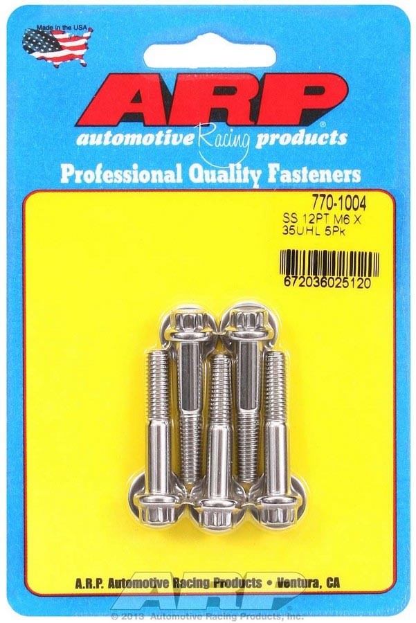 Auto Racing Products S/S Bolt Kit - 12pt. (5) 6mm x 1.00 x 35