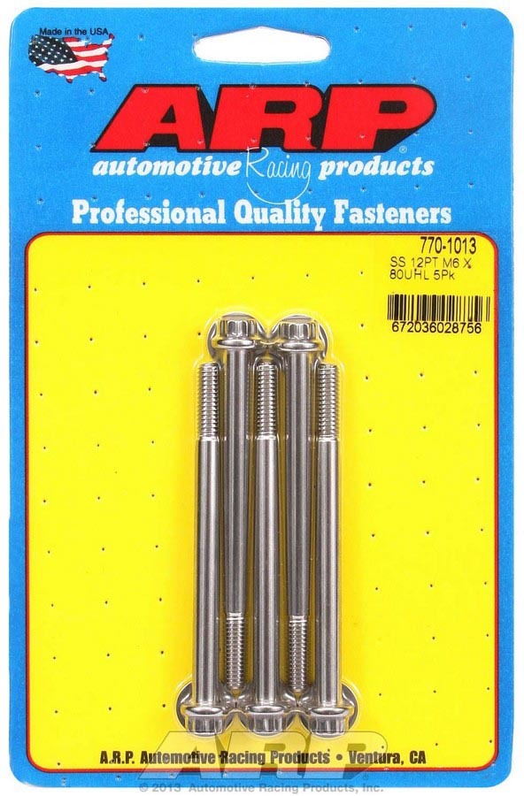 Auto Racing Products S/S Bolt Kit - 12pt. (5) 6mm x 1.00 x 80