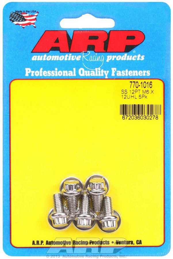 Auto Racing Products S/S Bolt Kit - 12pt. (5) 6mm x 1.00 x 12