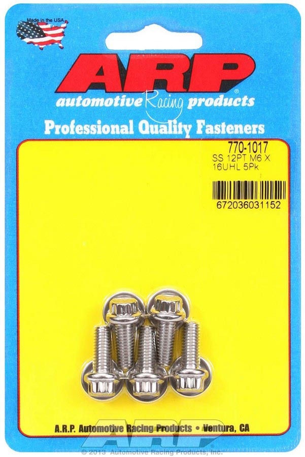 Auto Racing Products S/S Bolt Kit - 12pt. (5) 6mm x 1.00 x 16