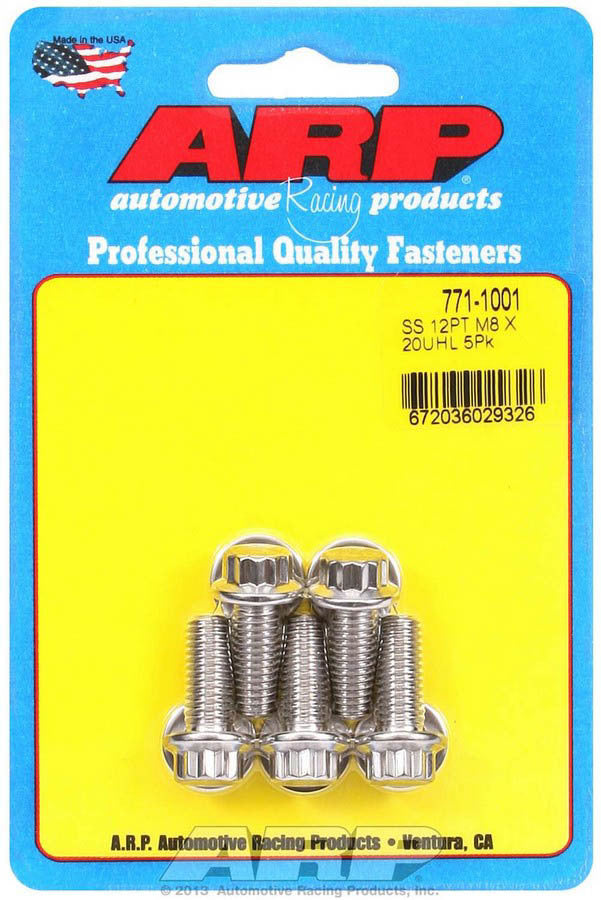 Auto Racing Products S/S Bolt Kit - 12pt. (5) 8mm x 1.25 x 20
