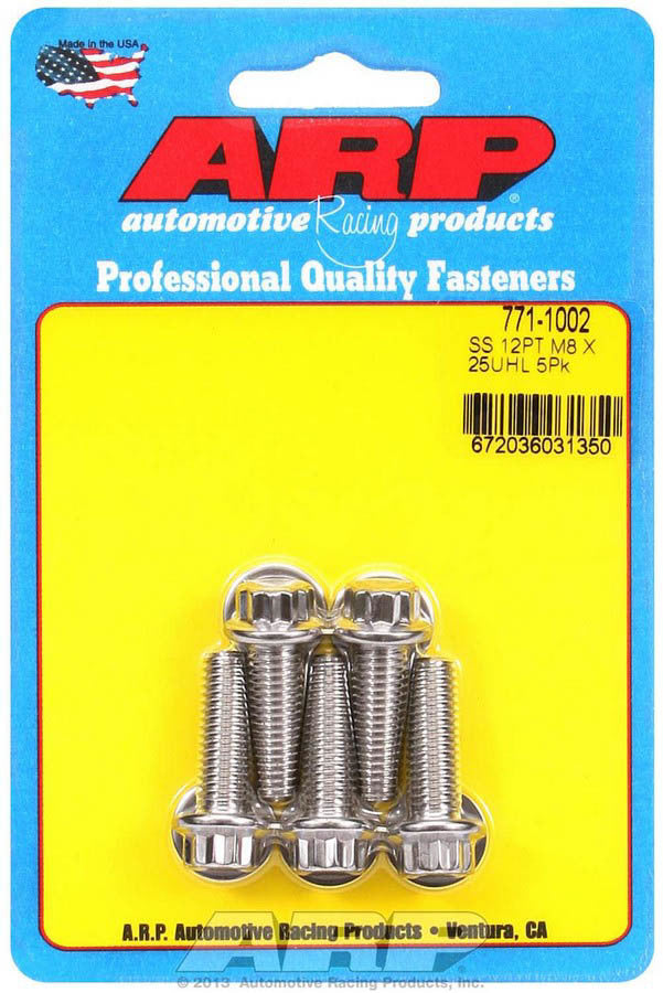 Auto Racing Products S/S Bolt Kit - 12pt. (5) 8mm x 1.25 x 25