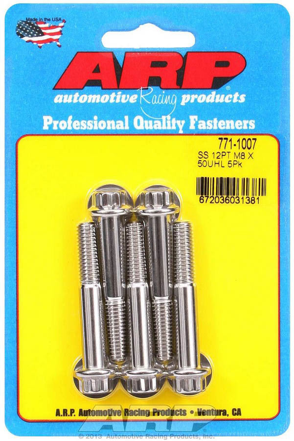 Auto Racing Products S/S Bolt Kit - 12pt. (5) 8mm x 1.25 x 50mm