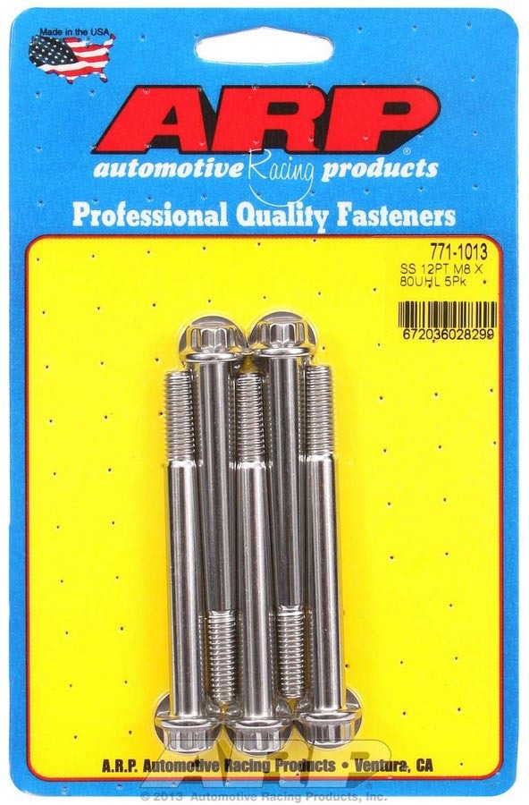 Auto Racing Products S/S Bolt Kit - 12pt. (5) 8mm x 1.25 x 80