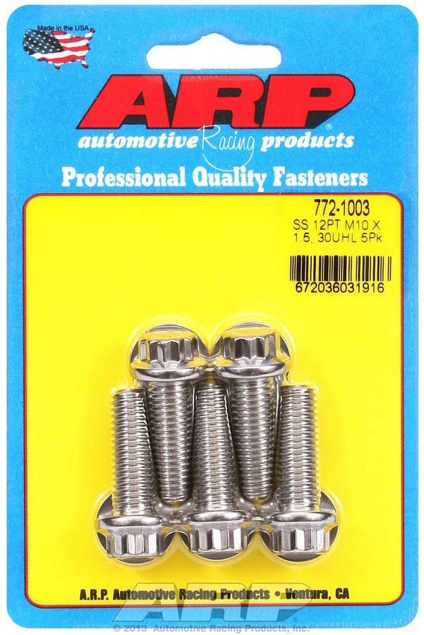 Kit de pernos para productos de carreras de autos - SS 12pt 5pk 10 mm x 1,50 x 30 mm