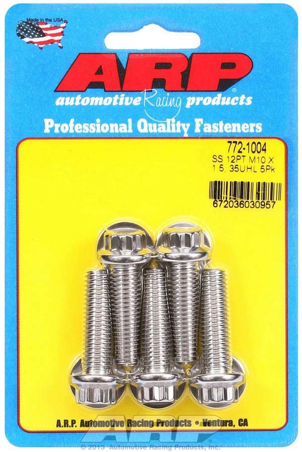 Auto Racing Products S/S Bolt Kit - 12pt. (5) 10mm x 1.5 x 35mm