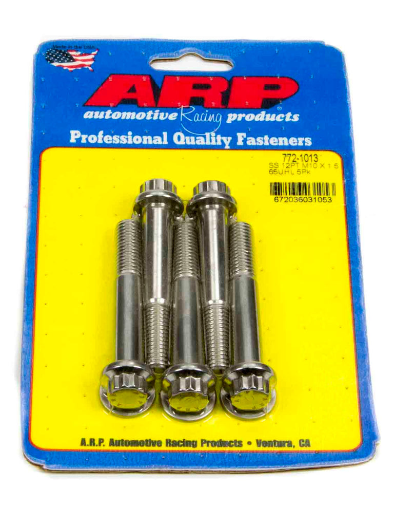 Auto Racing Products S/S Bolt Kit - 12pt. (5) 10mm x 1.5 x 65mm