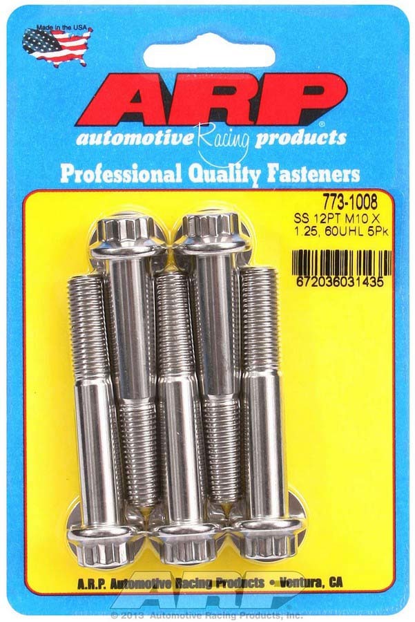 Kit de pernos para productos de carreras de autos - SS 12pt 5pk 10 mm x 1,25 x 60 mm