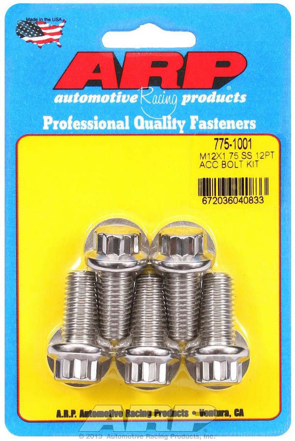 Auto Racing Products S/S Bolt Kit - 12pt. (5) 12mm x 1.75 x 25mm