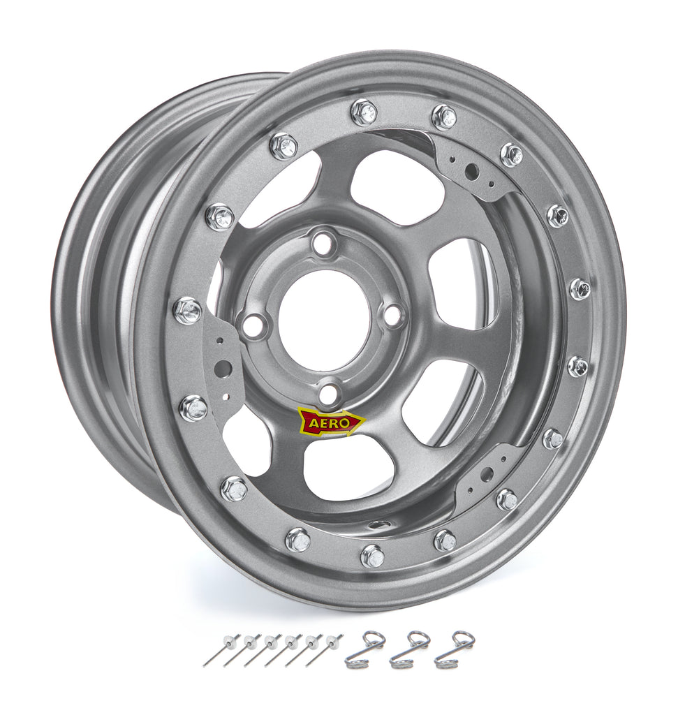 Aero Race Wheels 13x7 2in. 4.50 Silver Beadlock Wheel