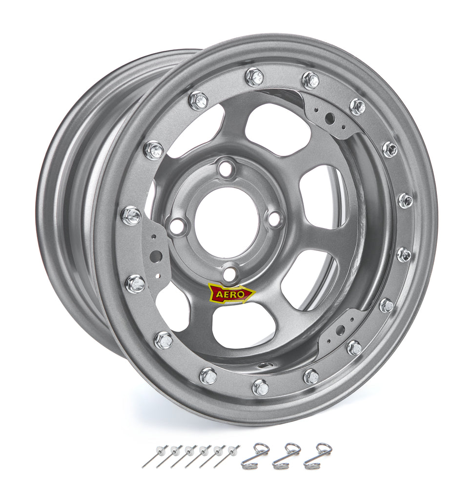 Aero Race Wheels 13x8 2in. 4.50 Silver Beadlock Wheel