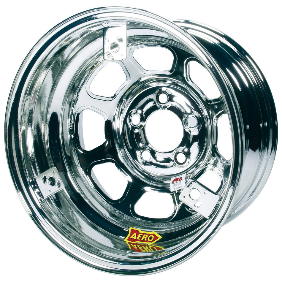Aero Race Wheels 52-Series 15x8 3in Backspace Chrome Steel Wheel w/ 3 Mudcover Tabs — 5x5.00 Bolt Pattern
