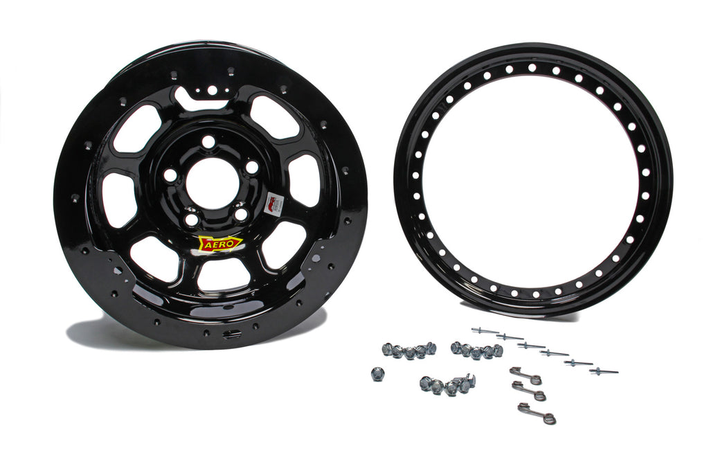 Ruedas de carrera Aero 15x8 4in 5.00 negras con aro negro