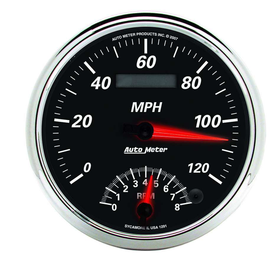 AutoMeter GAUGE, TACH/SPEEDO, 5", 120MPH & 8K RPM, ELEC. PROGRAM, DESIGNER BLACK II