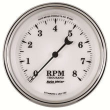 Load image into Gallery viewer, AutoMeter GAUGE, TACHOMETER, 3 3/8&quot; , 8K RPM, IN-DASH, OLD TYME WHITE II