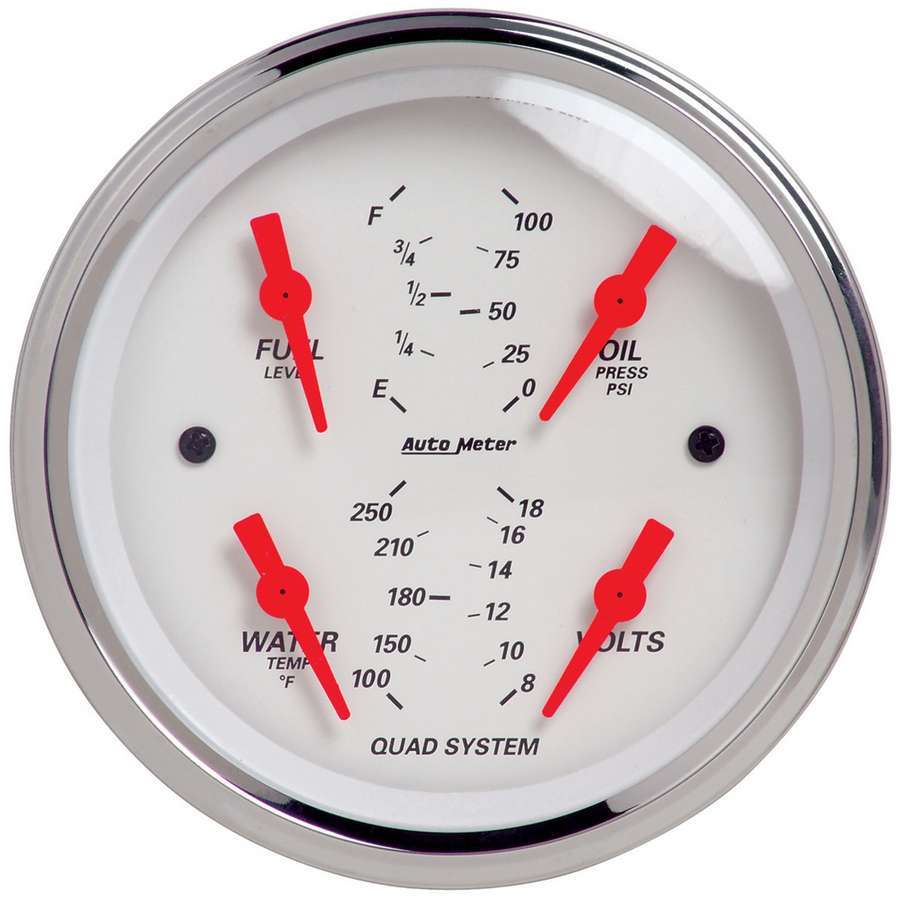 AutoMeter Traditional incandescent lighting illuminates around the perimeter of the dial