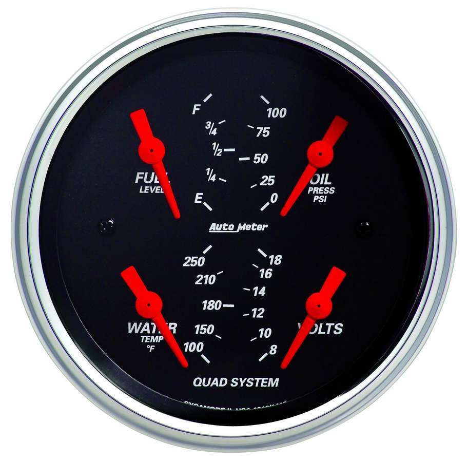 AutoMeter Traditional incandescent lighting illuminates around the perimeter of the dial