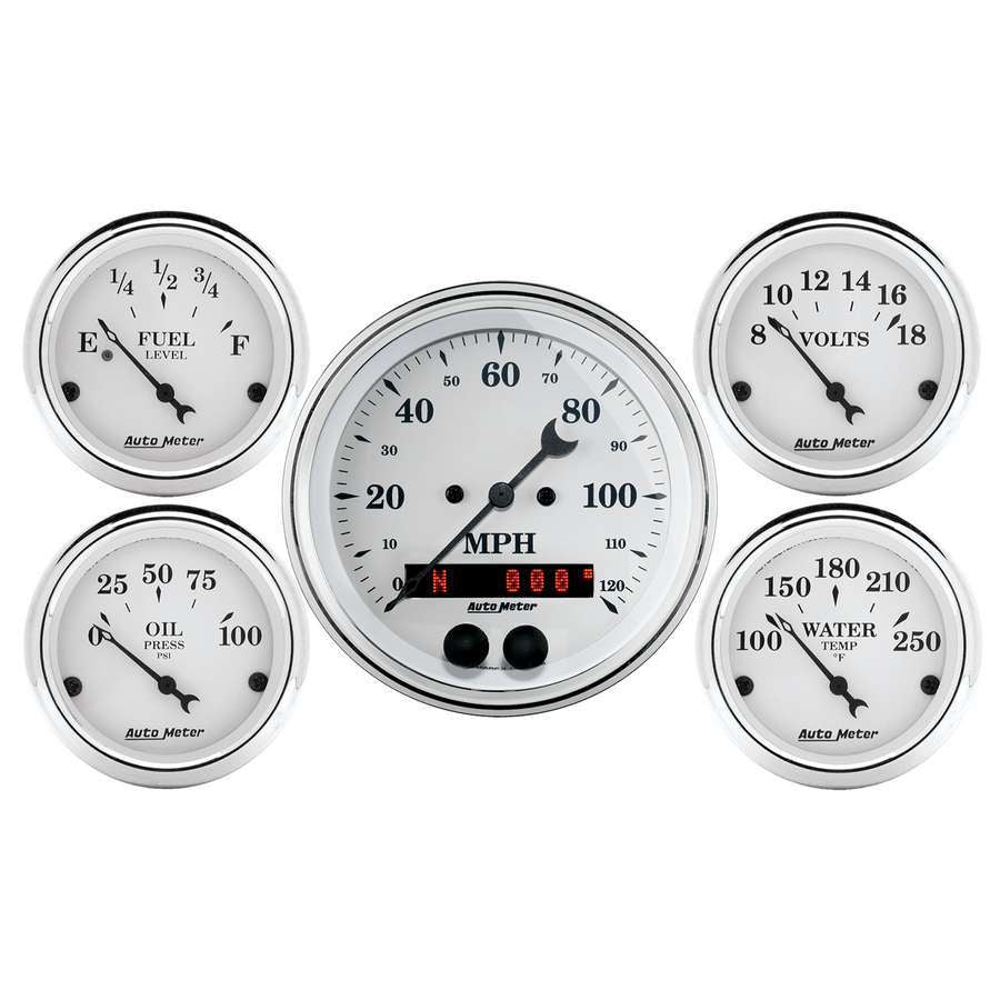 AutoMeter Traditional incandescent lighting illuminates around the perimeter of the dial