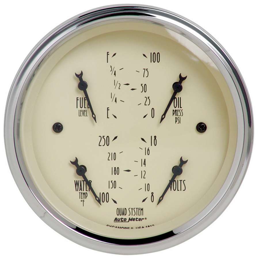 AutoMeter Traditional incandescent lighting illuminates around the perimeter of the dial