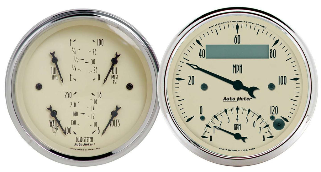 AutoMeter Traditional incandescent lighting illuminates around the perimeter of the dial