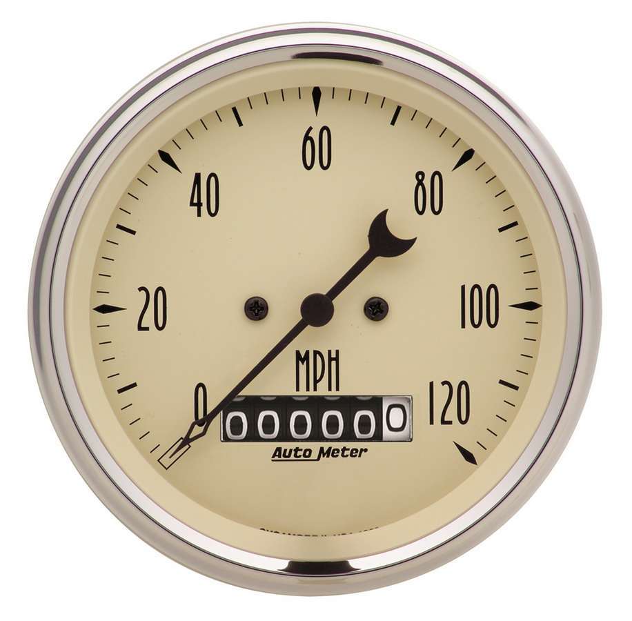 AutoMeter Traditional incandescent lighting illuminates around the perimeter of the dial