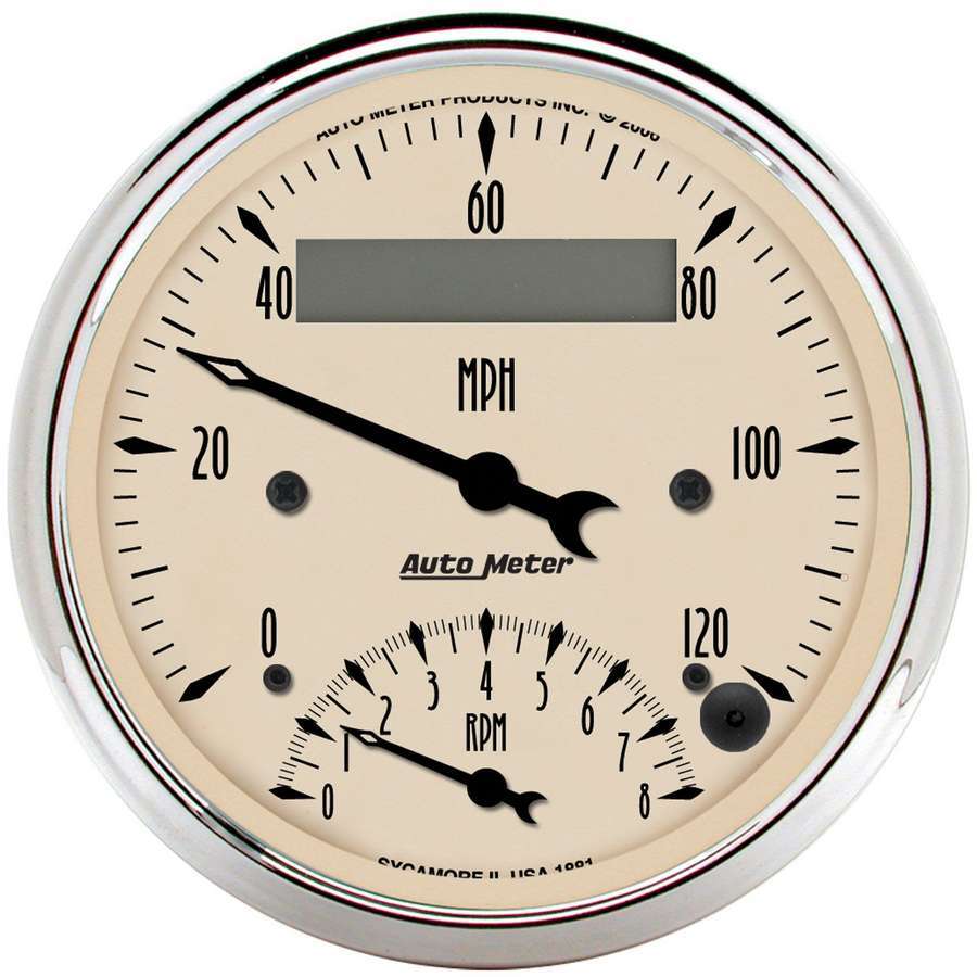 AutoMeter Traditional incandescent lighting illuminates around the perimeter of the dial