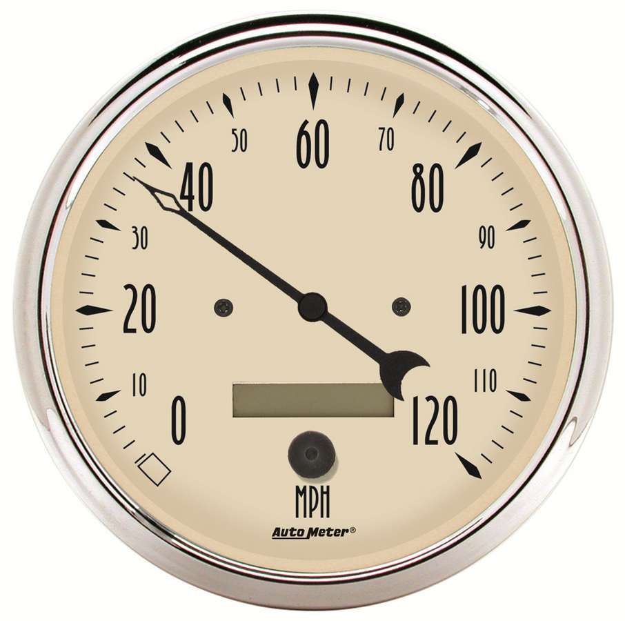 AutoMeter Traditional incandescent lighting illuminates around the perimeter of the dial