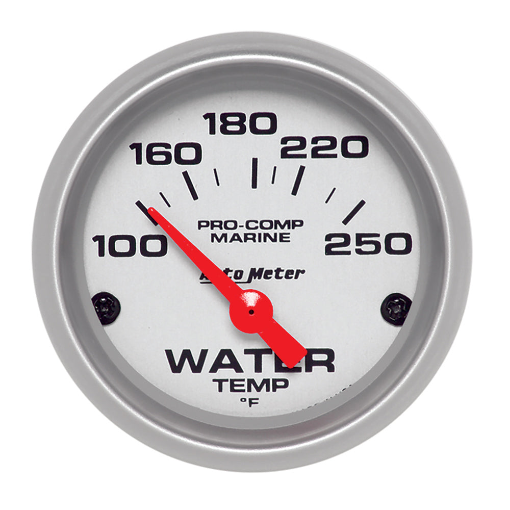 AutoMeter GAUGE, WATER TEMP, 2 1/16" , 100-250 Degrees F, ELECTRIC, MARINE SILVER