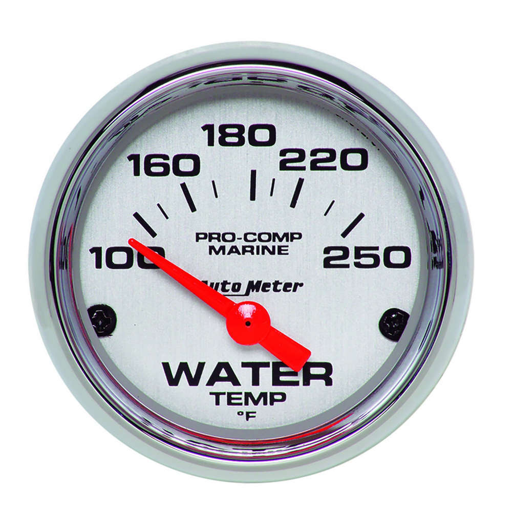 MEDIDOR DE TEMPERATURA DEL AGUA AutoMeter, 2 1/16", 100-250 grados F, ELÉCTRICO, CROMADO MARINO