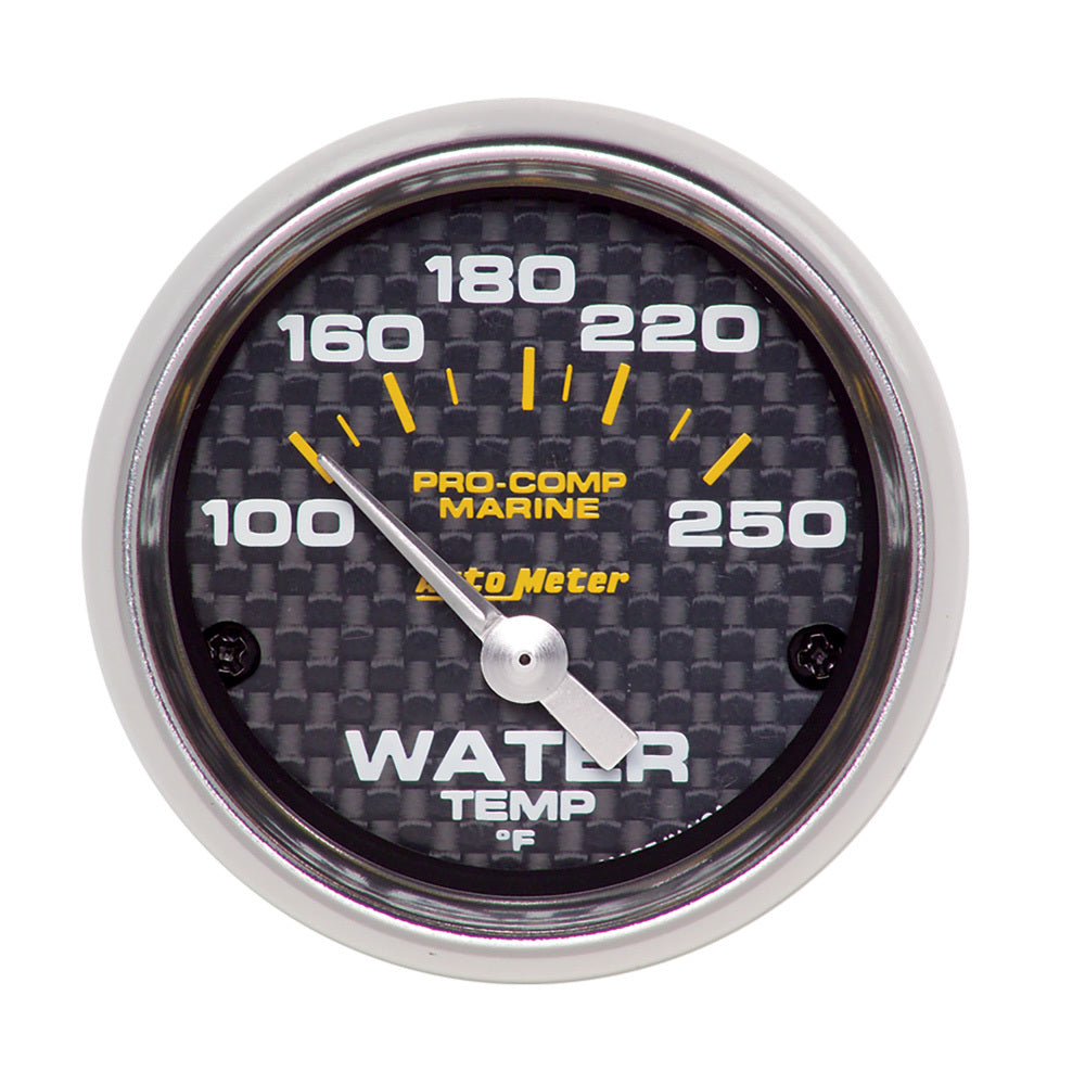 AutoMeter GAUGE, WATER TEMP, 2 1/16" , 100-250 Degrees F, ELECTRIC, MARINE CARBON FIBER