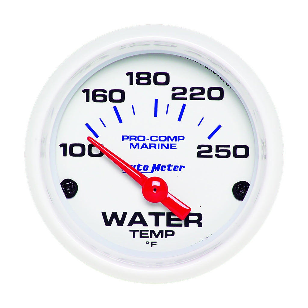 AutoMeter GAUGE, WATER TEMP, 2 1/16" , 100-250 Degrees F, ELECTRIC, MARINE WHITE