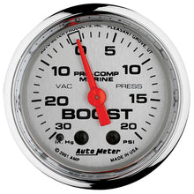 Load image into Gallery viewer, AutoMeter GAUGE, VAC/BOOST, 2 1/16&quot;, 30INHG-20PSI, MECHANICAL, MARINE CHROME