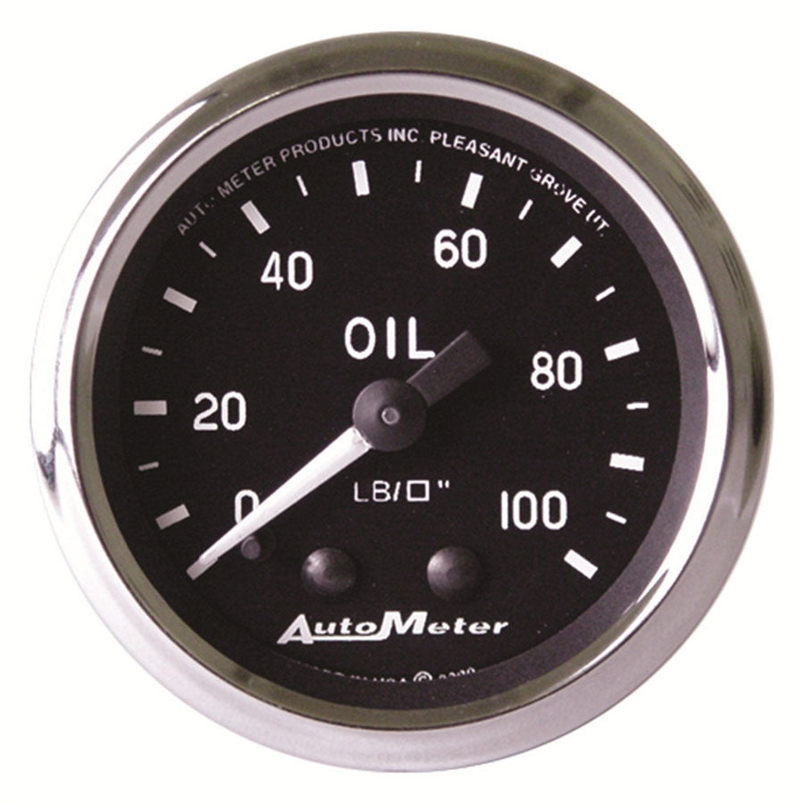 AutoMeter Traditional incandescent lighting illuminates around the perimeter of the dial